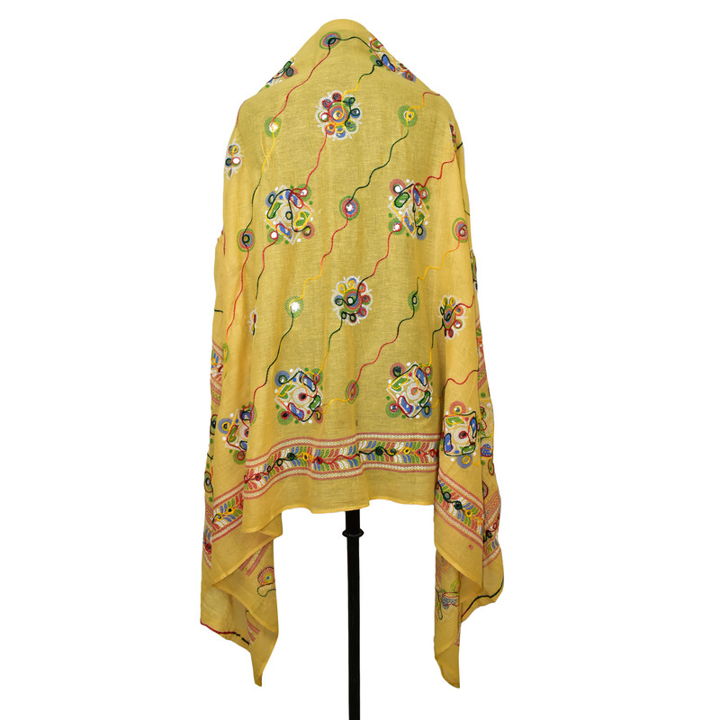 Women's Cotton Dupatta Wrap Stole Mirror Work Embroidery Ethinic Scarves Chunni - Picture 100 of 103
