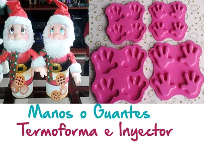 Molde Para foami guantes navidad manos abiertas para Foamy Goma Eva 3d