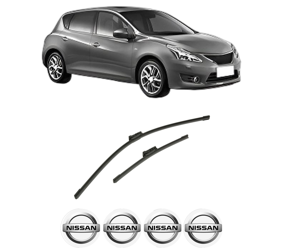 Set stergatoare auto NISSAN PULSAR Hatchback (C13) din 2012-2015, pentru parbriz auto, 2 bucati, Bosch Aerotwin, din cauciuc siliconat rezistent, 4 Stickere Auto NISSAN