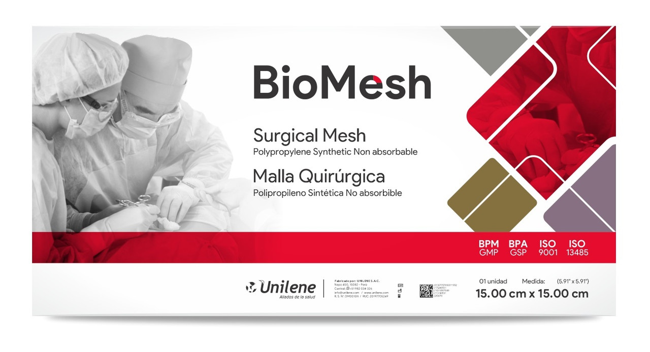 Malla quirúrgica Biomesh de polipropileno para reparación de hernias en Ecuador