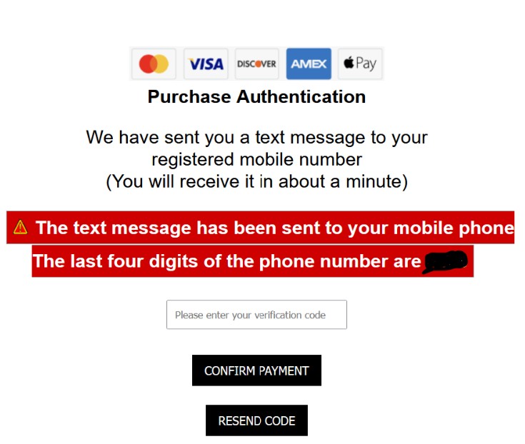 Scam auth number request