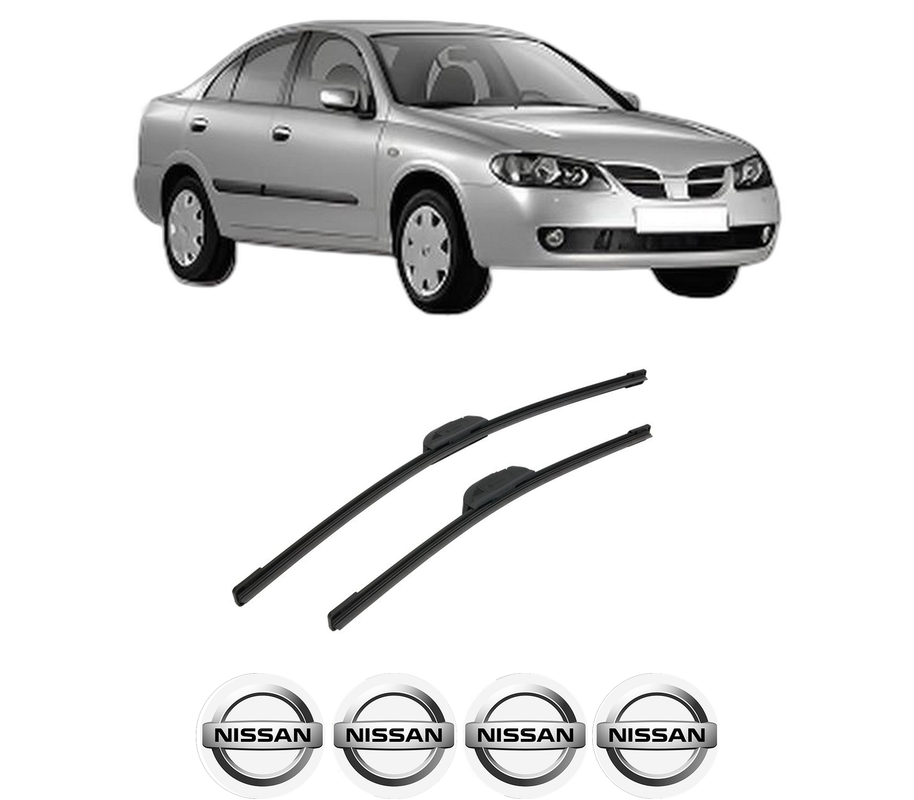Set stergatoare auto NISSAN ALMERA II (N16) din 2000-2006, pentru parbriz auto, 2 bucati, Bosch Aerotwin Retrofit, din cauciuc siliconat rezistent, 4 Stickere Auto NISSAN