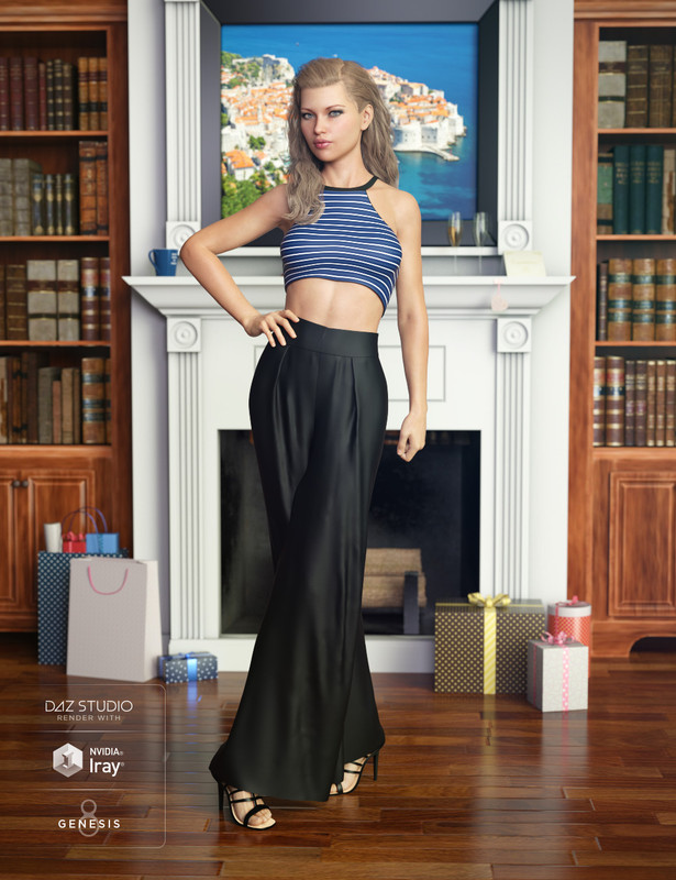 dForce Palazzo Pants Outfit for Genesis 8 Female(s) 