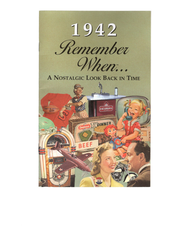 1942 REMEMBER WHEN CELEBRATION KardLet: Birthdays, Anniversaries, Reunions, Homecomings, Client & Corporate Gifts