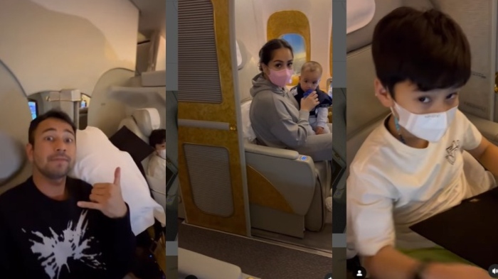 Momen perjalanan Raffi Ahmad dan Nagita Slavina ajak Rafathar dan Rayayanza ke New York.