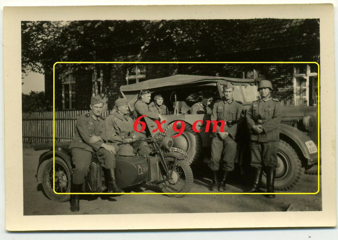 Foto Kradmelder Motorrad Zündapp Kennung 6 Panzer Division mit Kammeraden