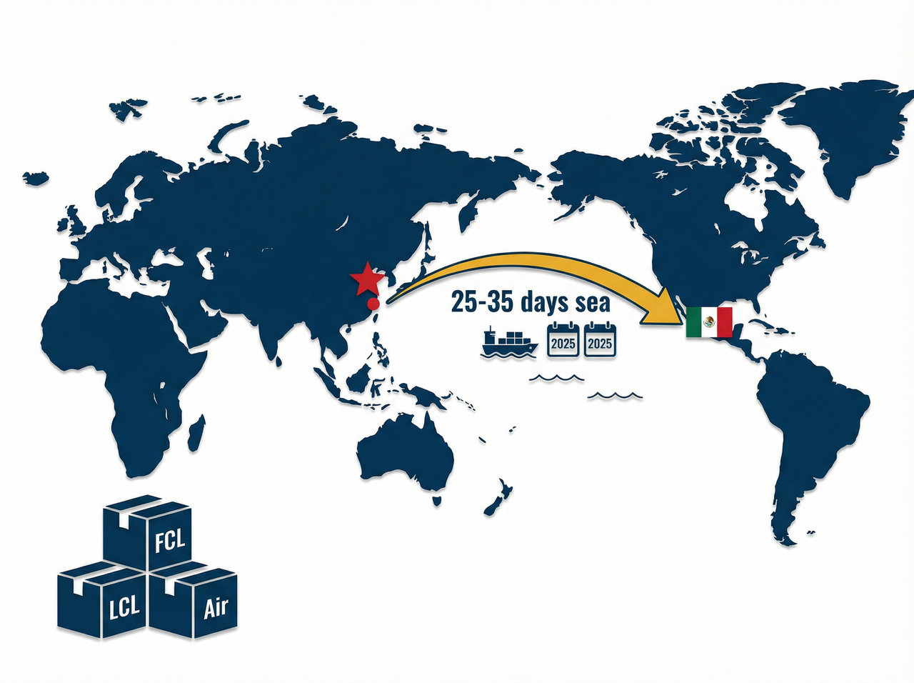 Sea Freight Routes from China to Mexico 2025