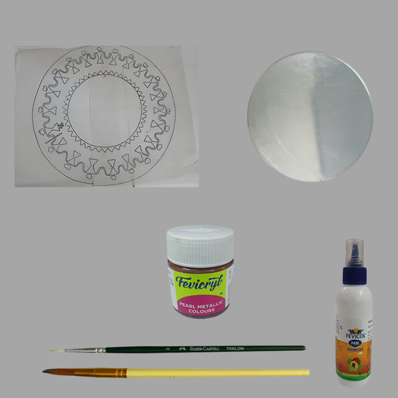 Warli Painting on Wall Mirror DIY Kit 