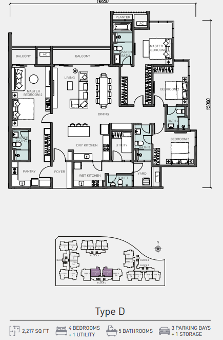 The Serenade Type D floor plan in Putra Height, Subang Jaya, Selangor