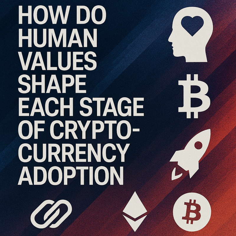 How do human values shape each stage of cryptocurrency adoption