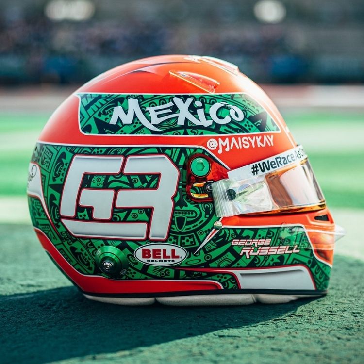 Increíble casco conmemorativo al GP de México que usará George Russell