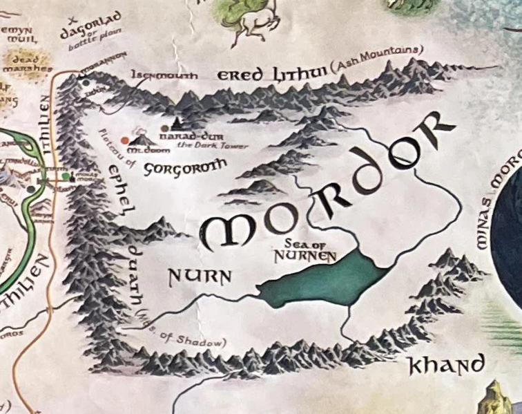 Mordor close up from the Pauline Baynes map