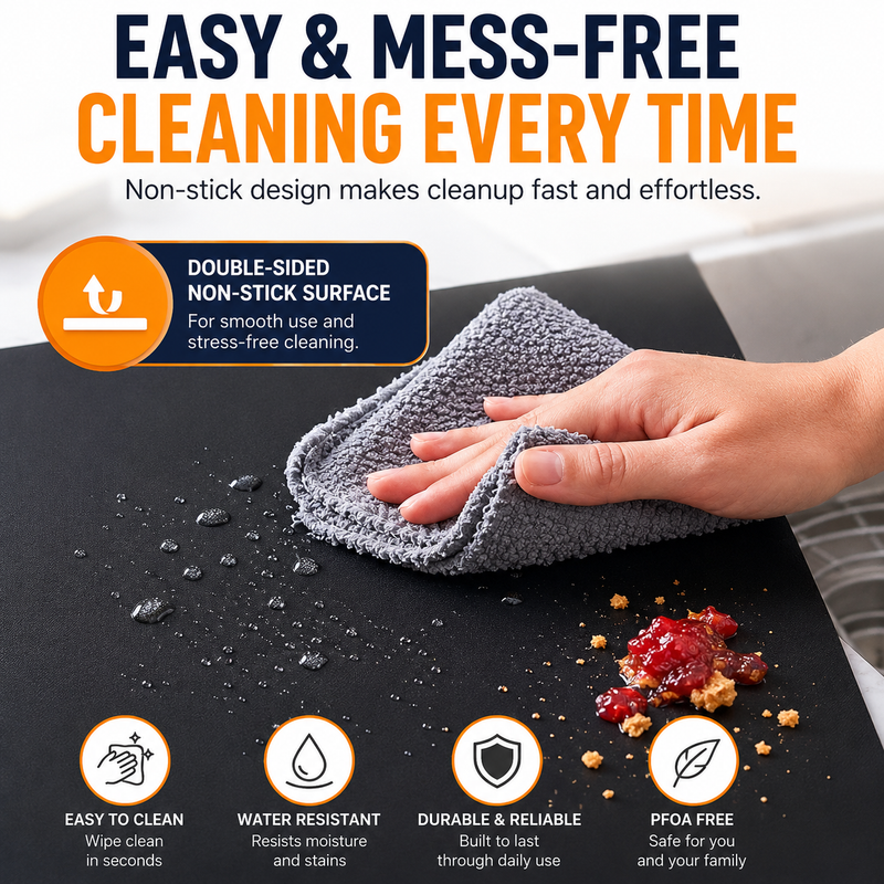 Close view of oven liner mat surface