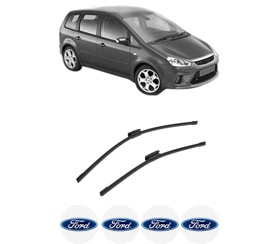 Set stergatoare auto FORD C-MAX (DM2) din 2007-2010, pentru parbriz auto, 2 bucati, Bosch Aerotwin Multi, din cauciuc siliconat rezistent, 4 Stickere Auto FORD