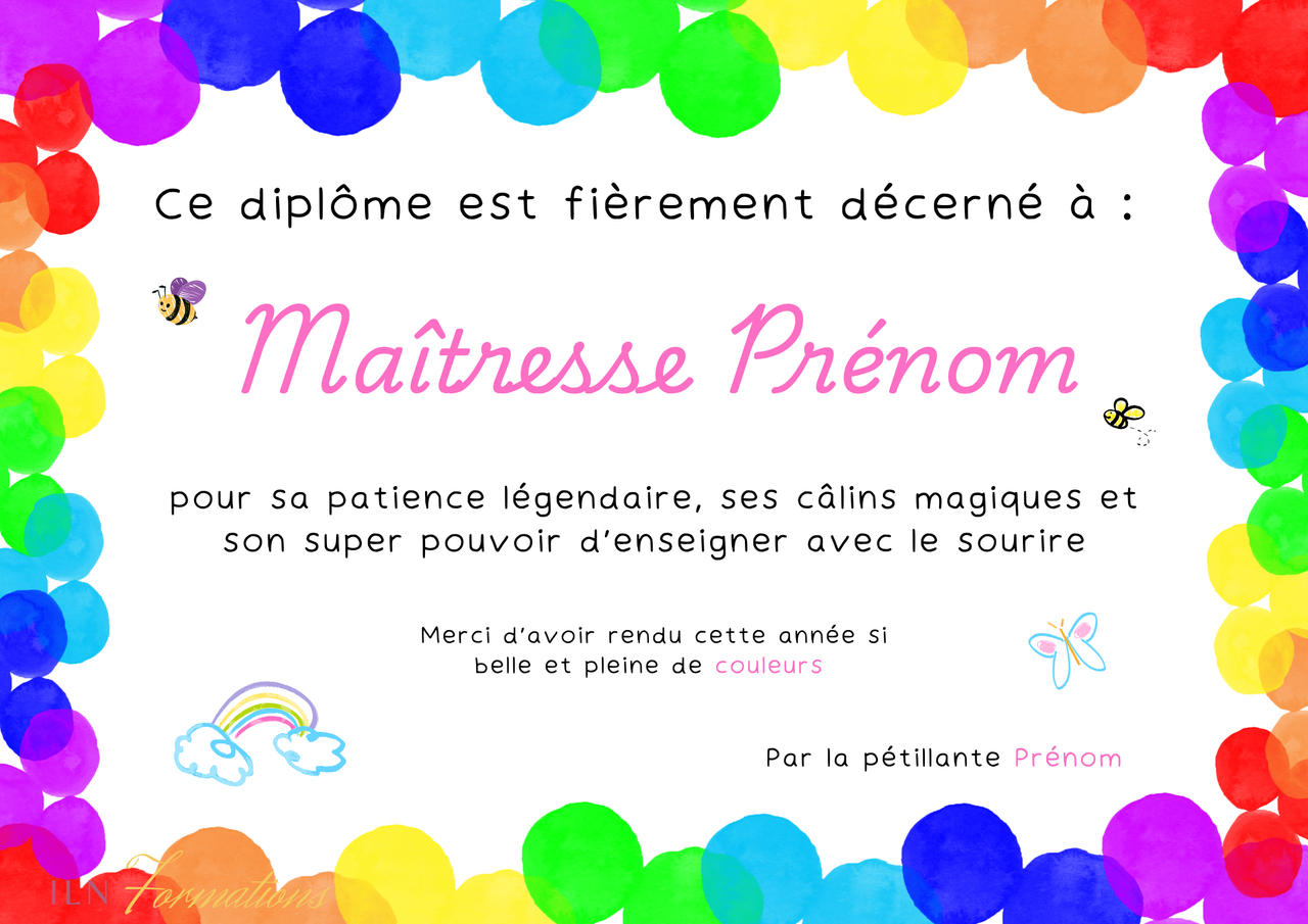 Aperçu du diplôme maîtresse et ATSEM