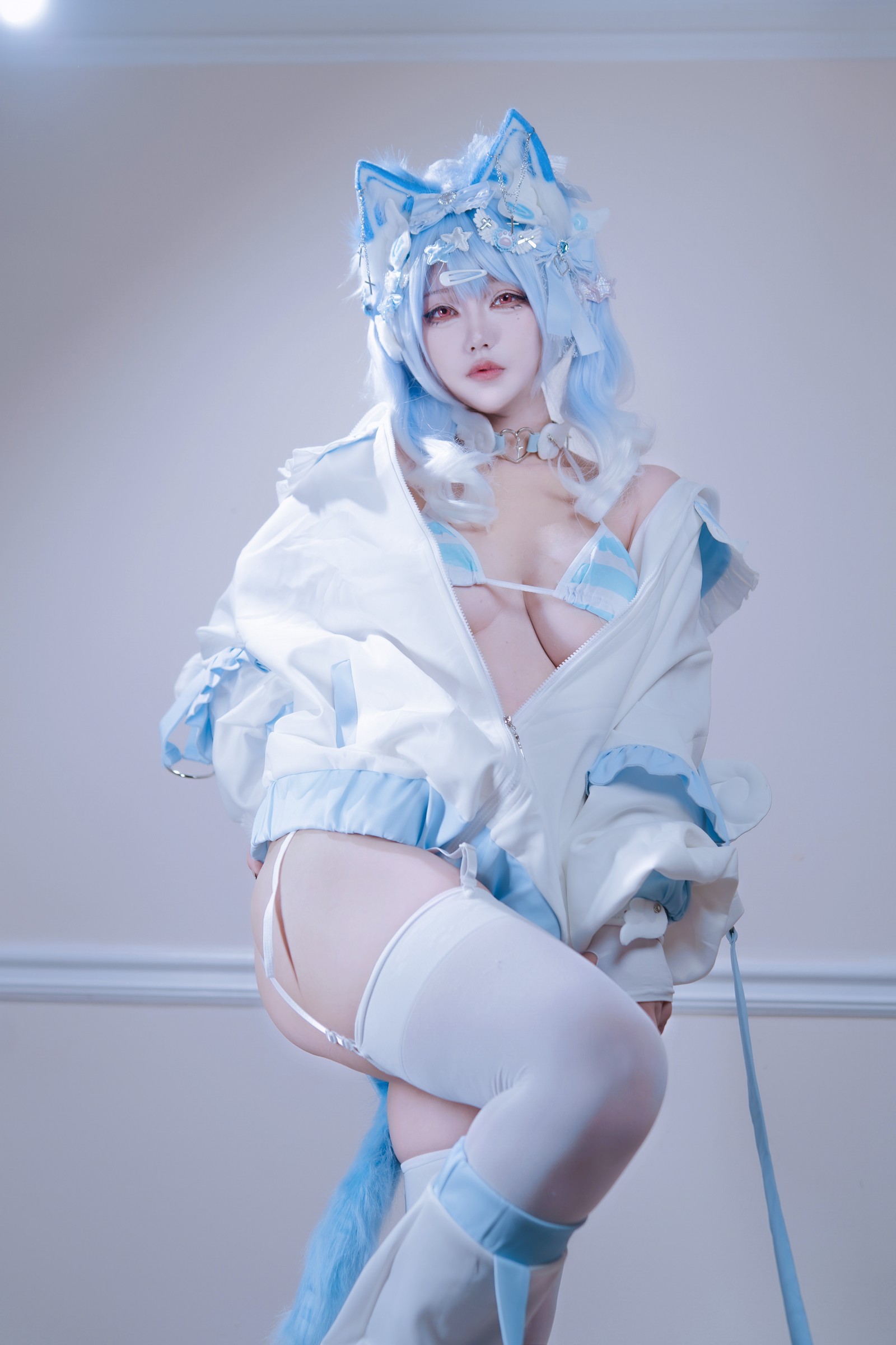 狐洛洛子 – 水色猫猫头 写真高清套图（40P-701MB）可爱猫系主题插图9