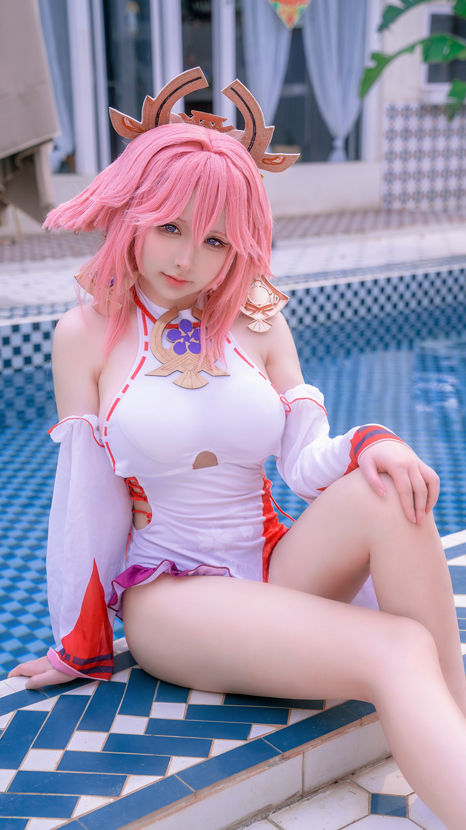 樱梨梨 八重神子 泳装 Cosplay 写真合集｜原神角色高清图集（29P｜429MB）插图7
