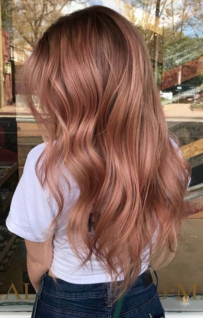 Dark strawberry gold blonde hair color