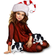 christmas_elf_girl_with_boston_terrier_puppy 16