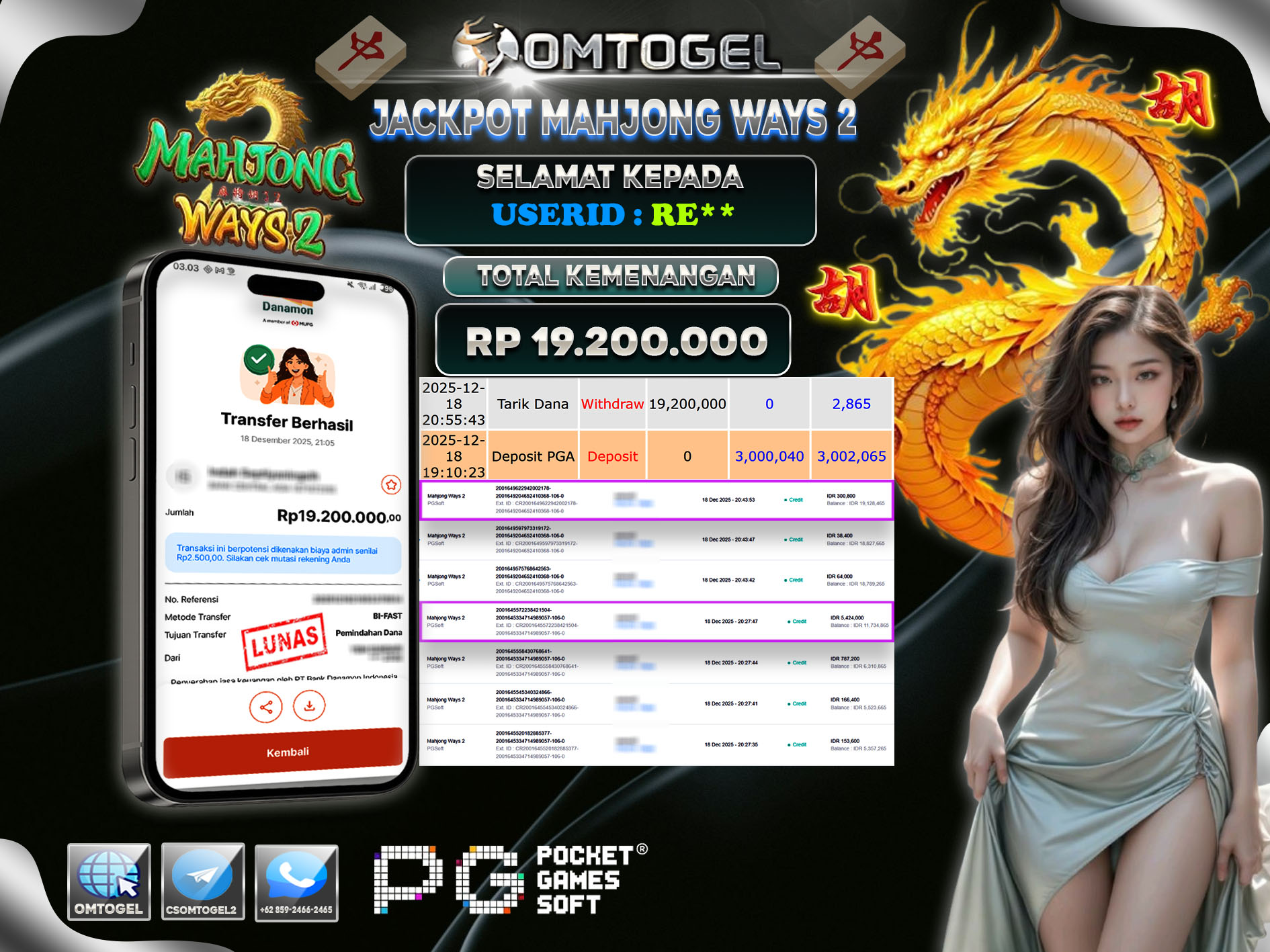 OMTOGEL JACKPOT PGSOFT MAHJONG WAYS2 ,19 JUTA DI BAYAR LUNAS ,-