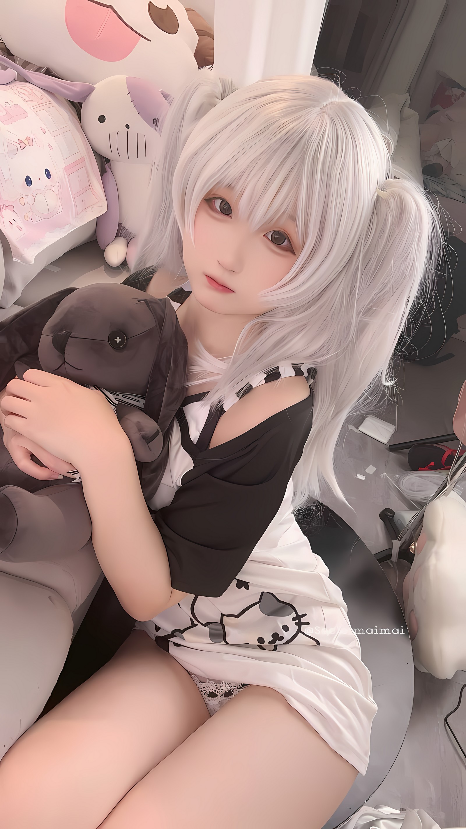 Seele麦麦白色双马尾少女写真｜甜系可爱风高清图集（16P-77M）插图5