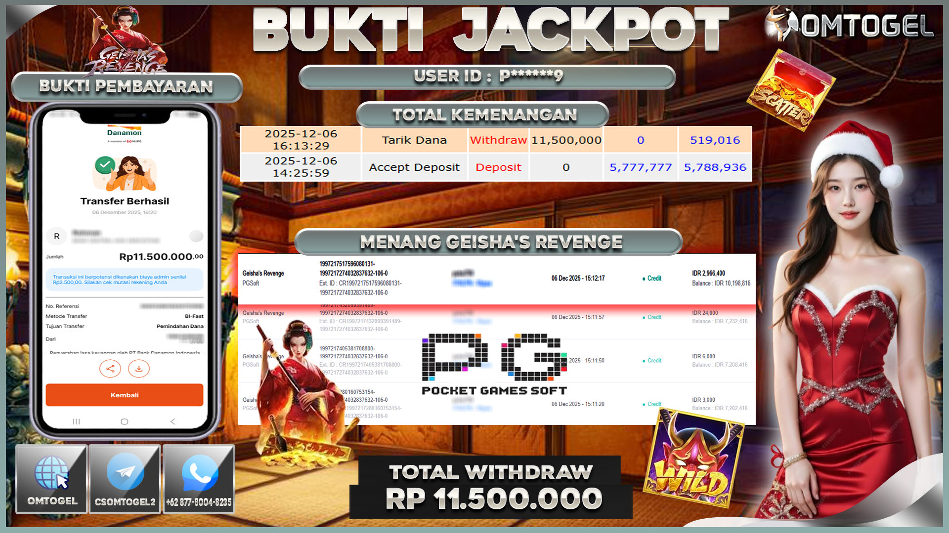OMTOGEL JACKPOT PGSOFT GEISHAS REVENGE ,11 JUTA DI BAYAR LUNAS ,-