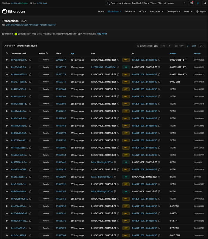 03 Historical ETH Deposit - Etherscan