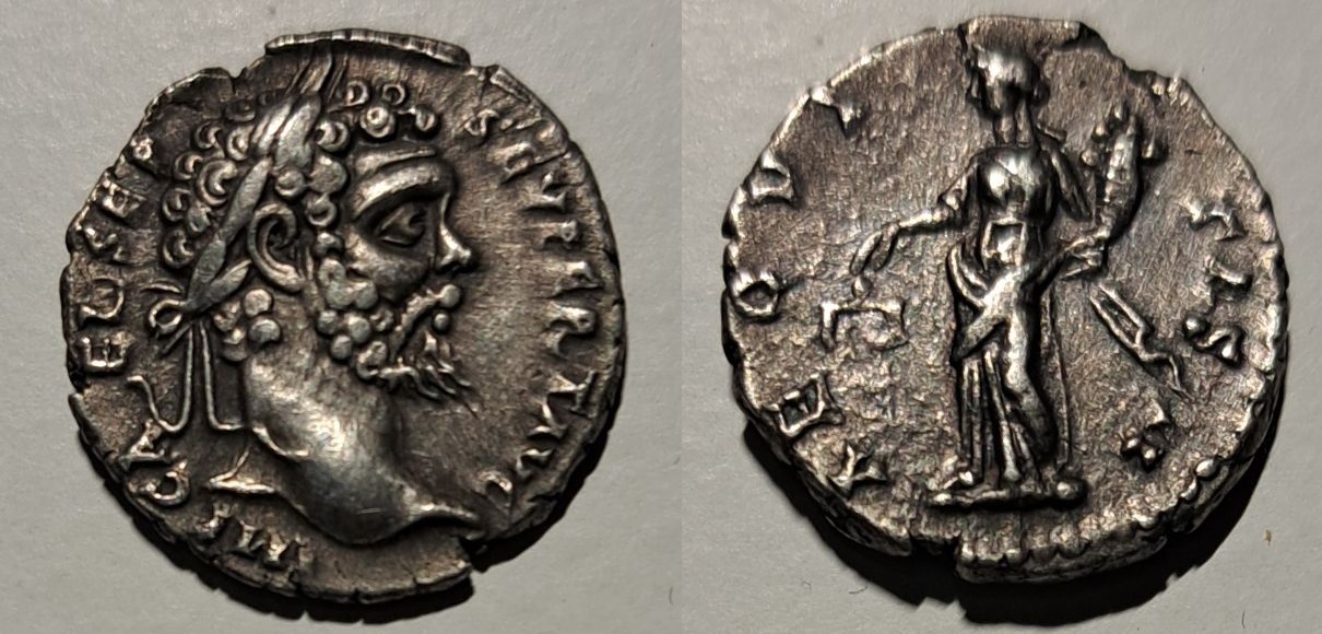 Denario de Septimio Severo. AEQVITAS II. Equidad a izq. Alexandría Ssalex1