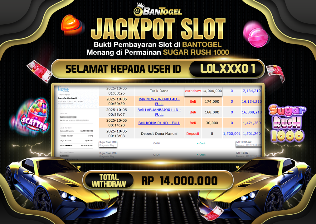 BUKTI JACKPOT LUNAS BANTOGEL