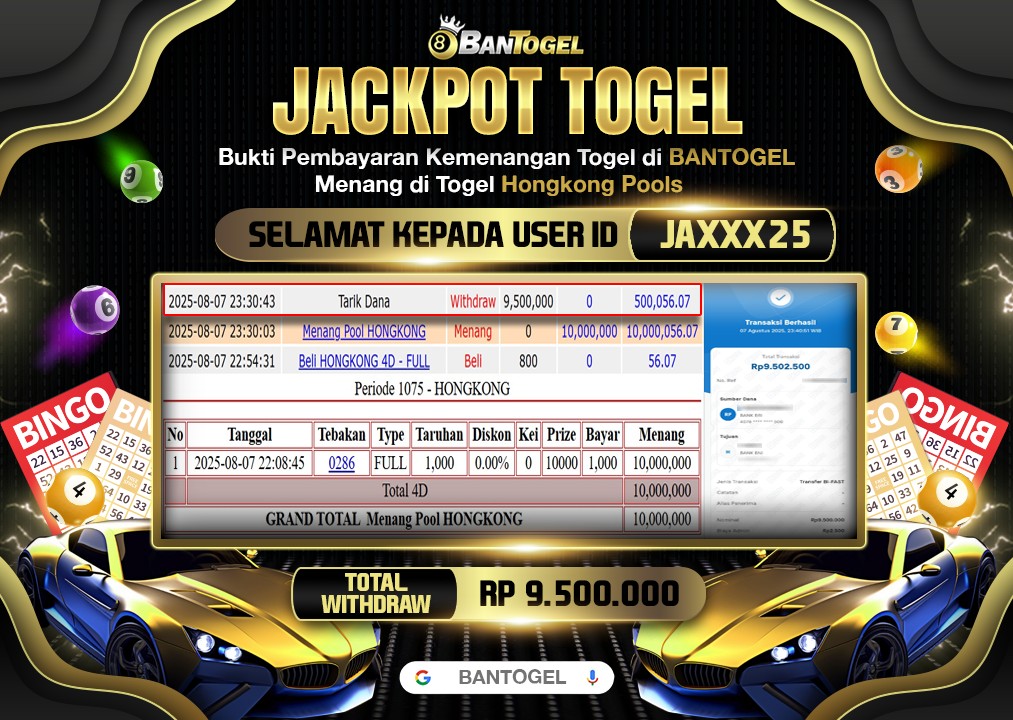 BUKTI JACKPOT LUNAS BANTOGEL