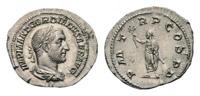 Denario de Gordiano III. P M TR P III COS P P. Emperador a caballo. Roma Subasta-2-lote-249-solidus-Numismatik
