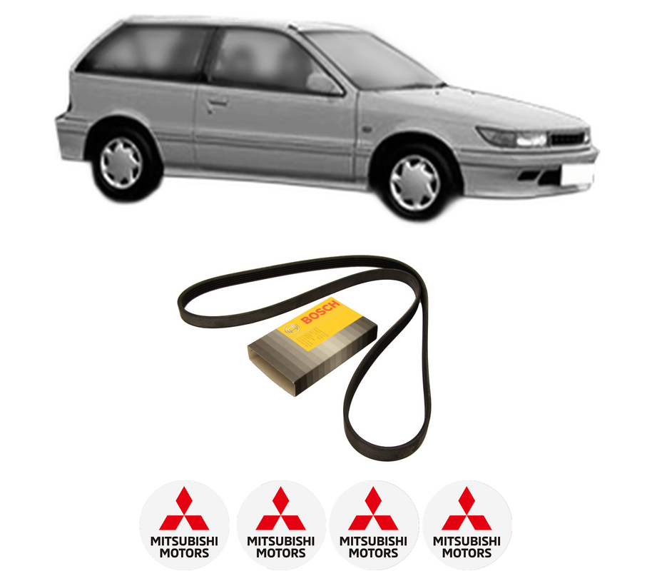 Curea transmisie accesorii MITSUBISHI LANCER IV Hatchback (C6_A, C7_A) 1.8 GTi 16V (C69A) din 1992-1993, auto, Bosch, 4x Stickere auto cu MITSUBISHI