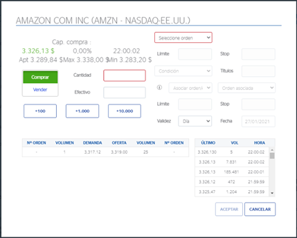 Boleta de compra en BBVA Trader