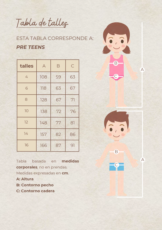 Tabla de Talles Pre-Teens