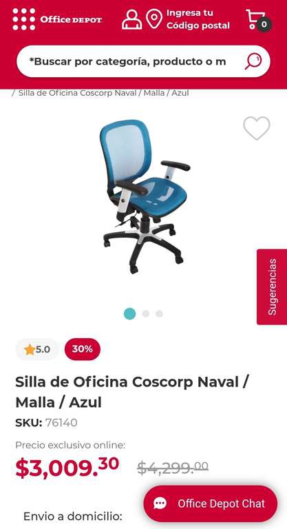 Office Depot: Silla de oficina Coscorp a 30% de descuento 
