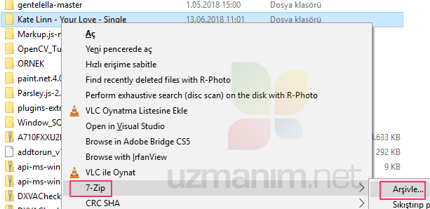 7zip şifreli dosya oluşturma