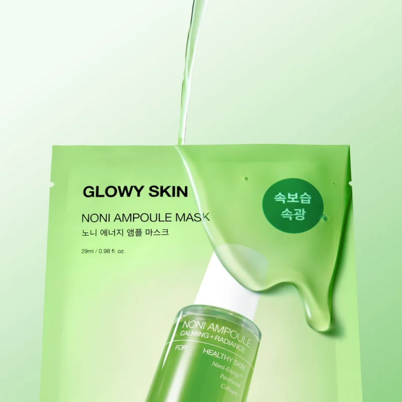 Mascarilla facial coreana hidratante y calmante que aporta glow inmediato con esencia de noni
