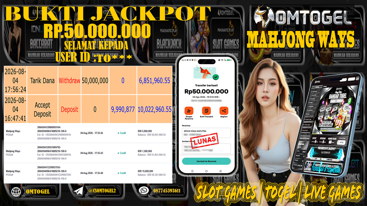 OMTOGEL JACKPOT PG SOFT MAHJONG WAYS  Rp,50,000,000,- DIBAYAR LUNAS