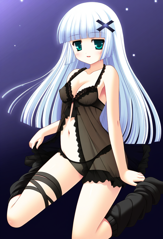 1girl, aqua eyes, long hair, hime cut, white hair, short bangs, old, small breas s-4134441561