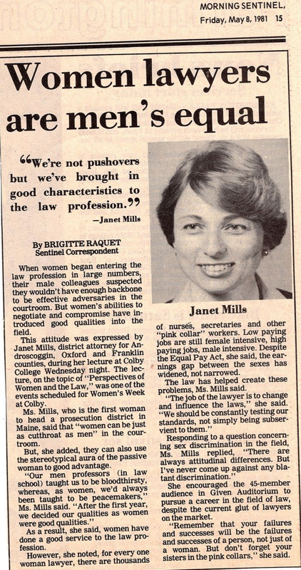 In 1981 Janet was featured in the Morning Sentinel/Kennebec Journal after delivering a lecture call