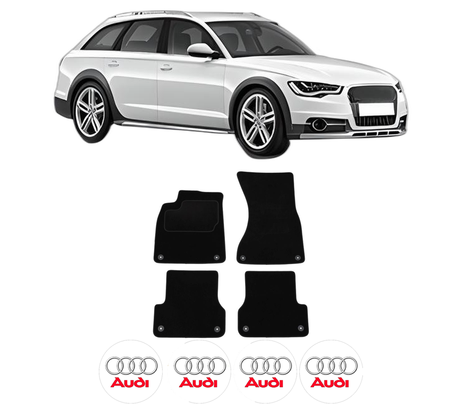 Set Covorase Presuri AUDI A6 Allroad C7 (4GH, 4GJ) din 2012-2018, Auto, Material Textil Mocheta, 4 Stickere auto cu AUDI