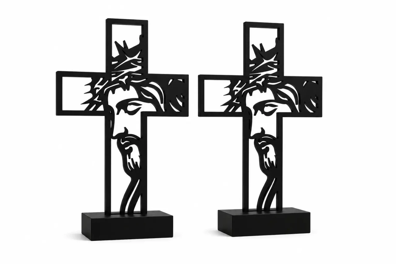 Kit Fé em Dobro — 2 esculturas Face de Jesus 20 cm
