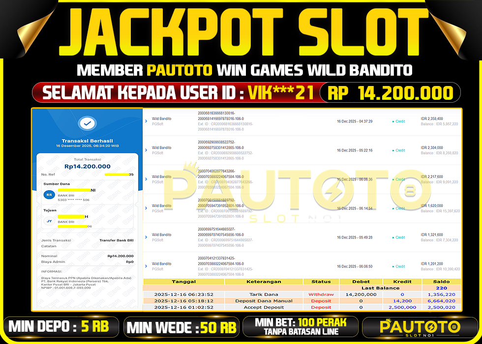 BUKTI JACKPOT LUNAS PAUTOTO