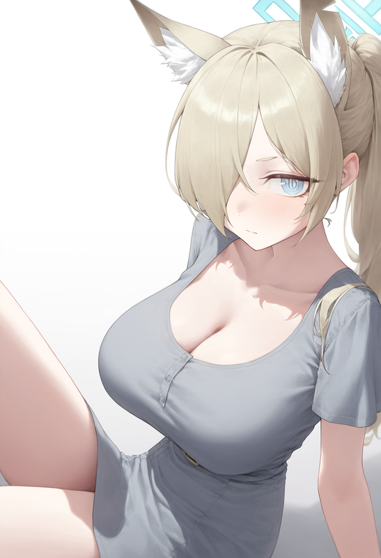 depth of field, 1girl, kanna (blue archive), collarbone cleavage, short sleeves, s-1881200332