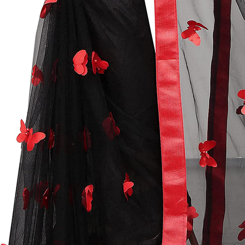 Women's Embroidered Fashionable Butterfly Pattern Saree Top Bolywood Readywear - Picture 10 of 33
