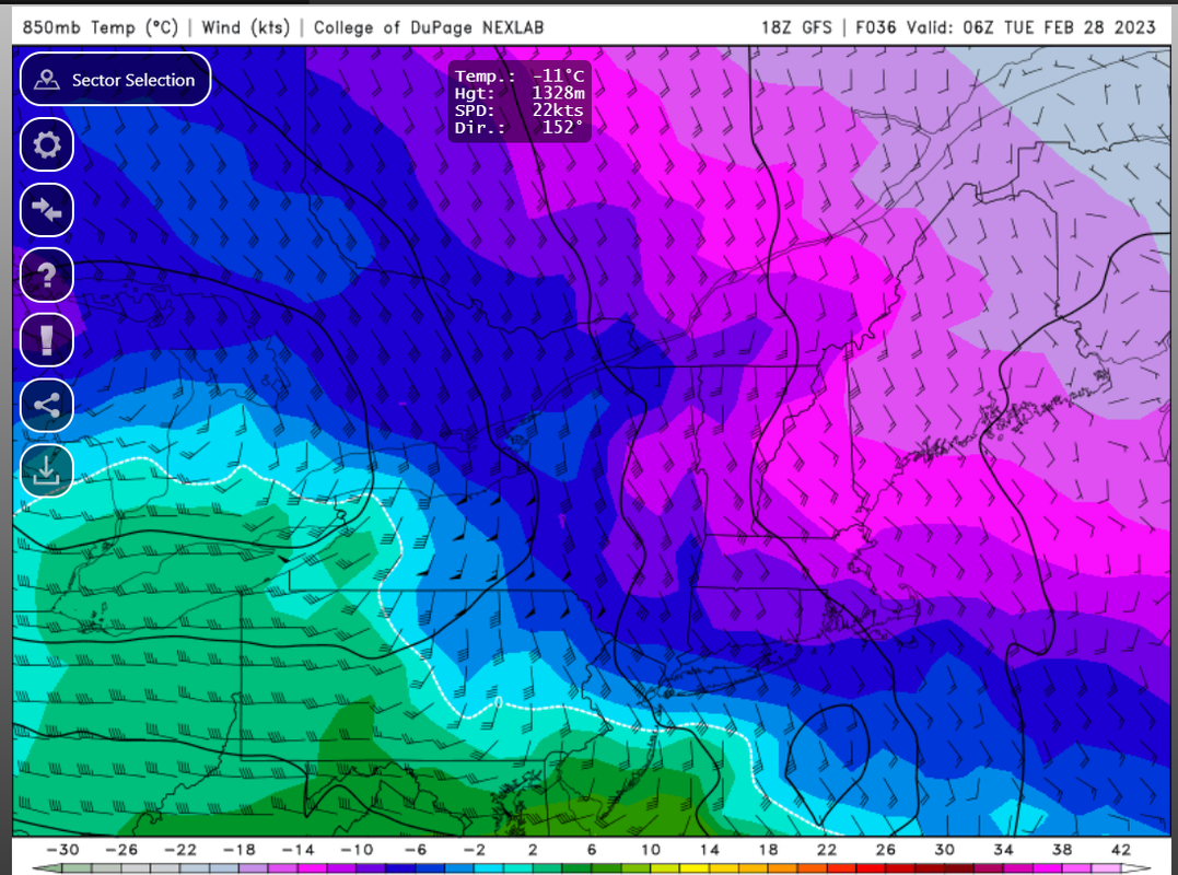 February 27th-28th 2023 Winter Storm 850mb