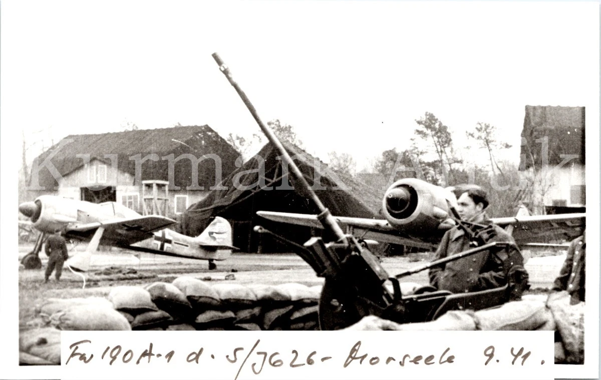 T566 Photo Wehrmacht Archive Repro Luftwaffe Aircraft Fw190 JG26 Belgium 1941 Flak