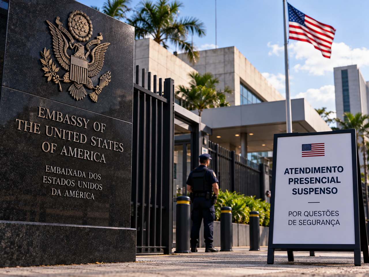 EUA suspendem atendimento presencial da Embaixada e consulados no Brasil por questões de segurança