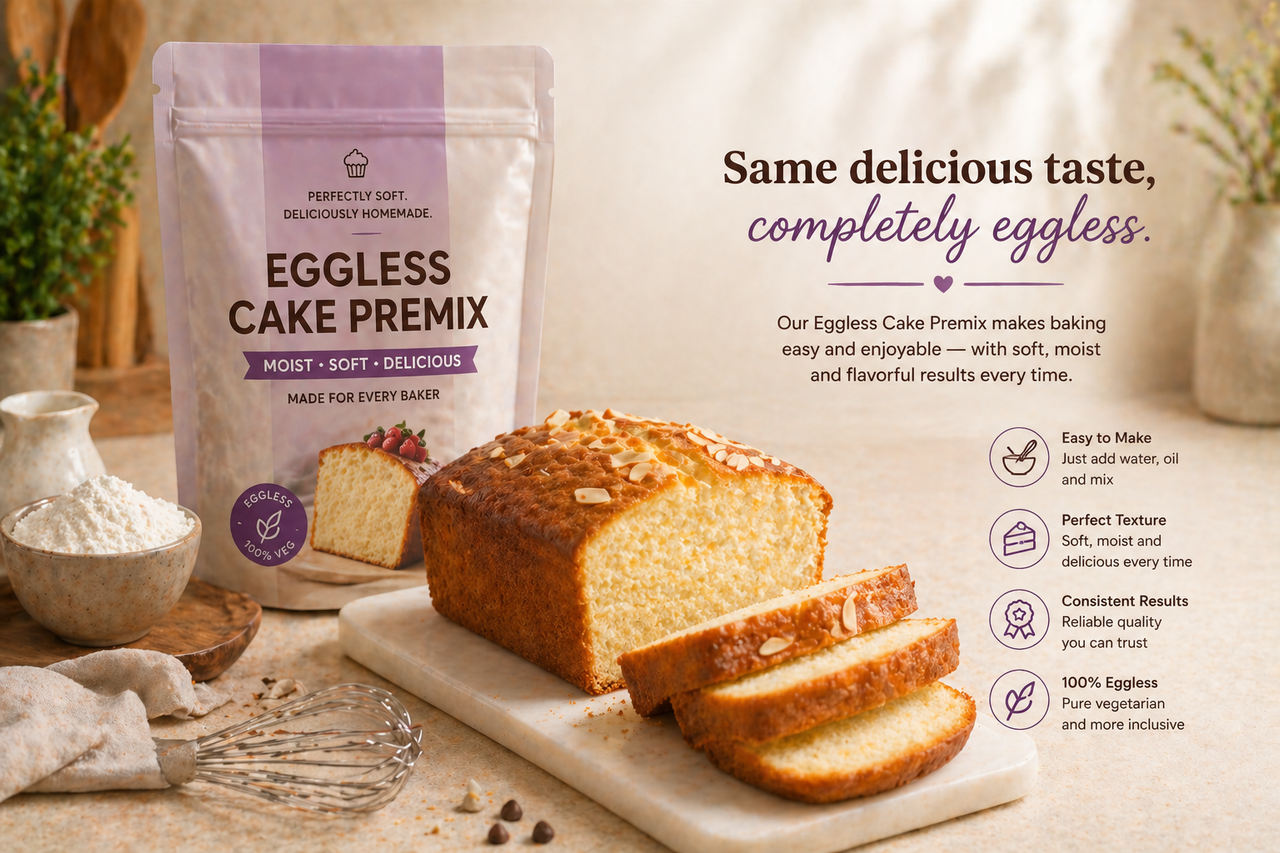 Eggless cake made with Bakesy eggless cake premix