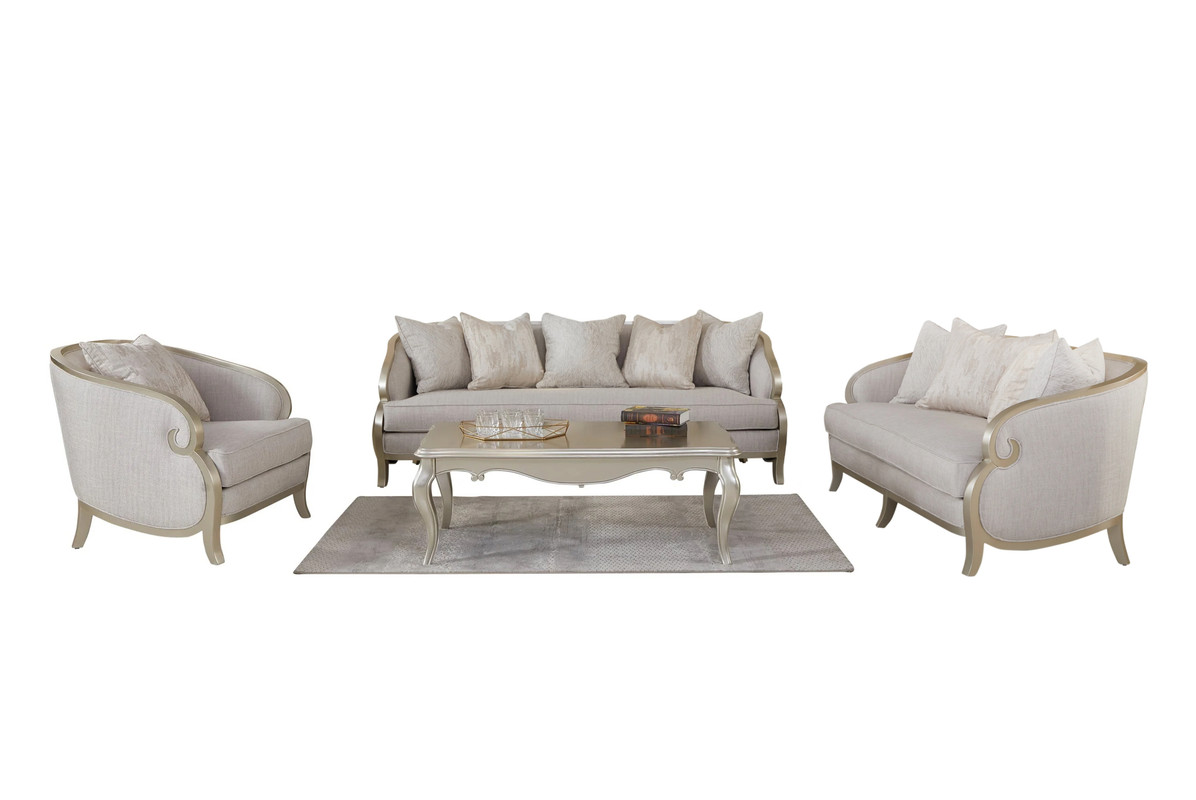 NEW Solid Wood French Country Upholstered 3PC Furniture Sofa